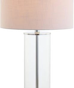 JONATHAN Harper 29" Glass LED Table Lamp Clear/Chrome Lamps