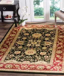 Safavieh Lyndhurst Collection Traditional Oriental Non-Shedding Stain Resistant Living Room Bedroom Soft Area Rug Black / Red All Area Rugs And Runners