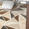WW Modern Geometric Brown Beige Dark Grey Area Rugs All Area Rugs And Runners