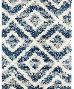 UL Lattice Tassel Blue Ivory Beige Plush Shag Area Rugs All Area Rugs And Runners