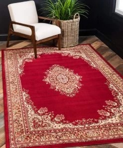 UL All Area Rugs And Runners Traditional Medallion Burgundy Soft Area Rug