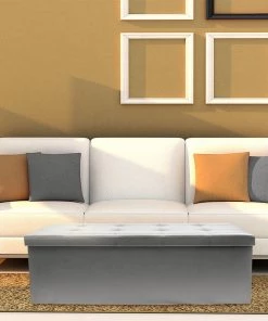 COL Contemporary Faux Leather Storage Bench Ottoman Home Décor 55 COL Contemporary Faux Leather Storage Bench Ottoman Home Décor