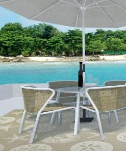 WW Beige Tropical Indoor Outdoor Patio Area Rug