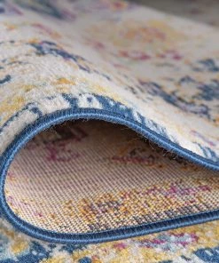 WRG Vintage Medallion Floral Ivory Dark Blue Soft Area Rug All Area Rugs And Runners