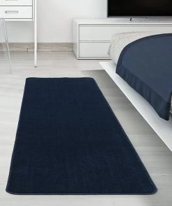 Modern Rugs And Decor Softy Solid Non-Slip Kitchen/Bath Rug Navy All Area Rugs And Runners
