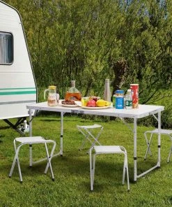 COL Steel Portable Folding Table With 4 Folding Chairs