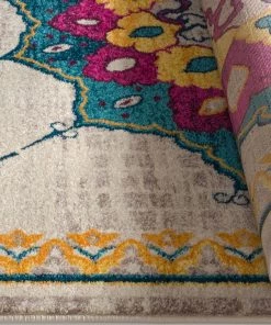 Alba Modern Distressed Area Rug Bohemian By Home Way Transitional Eclectic Multi Color Area Rug