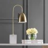 JONATHAN Ana 26" Arched Metal With Marble Base LED Lamp Gold/White Lamps