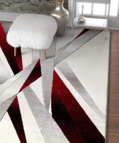 WW Modern Geometric Red White Comfy Hand Carved Area Rugs All Area Rugs And Runners 15 WW Modern Geometric Red White Comfy Hand Carved Area Rugs All Area Rugs And Runners