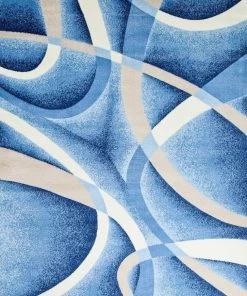 Persian-rugs Abstract Swirls Blue Soft Area Rugs