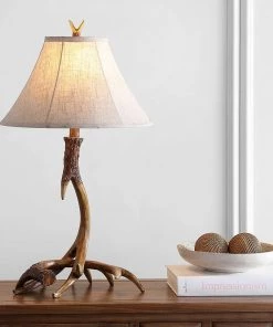 JONATHAN Lamps Antler 27.5" Rustic Resin LED Lamp Brown