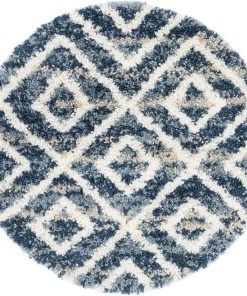 UL Lattice Tassel Blue Ivory Beige Plush Shag Area Rugs All Area Rugs And Runners