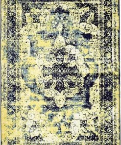 UL All Area Rugs And Runners Vintage Distressed Navy Blue Yellow Area Rugs