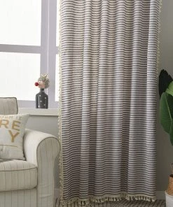 Modern Rugs And Decor Bathroom ColorBird Striped Semi-Blackout Window Curtains 2 Panels Farmhouse Style Cotton Linen