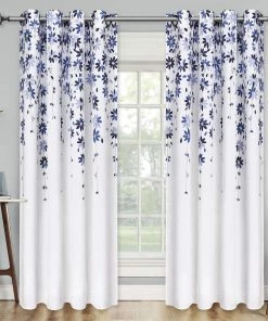 VERTKREA Flowers Window Curtain Floral Window Treatment Grommet Curtains