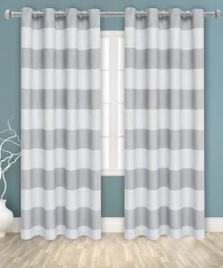 Modern Rugs And Decor Bedding Stripe Window Curtains For Bedroom - Grommet Room Darkening Curtain, Thermal Insulated, Noise Reducing And Light Blocking Drapes 2 Panels