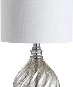 JONATHAN Lawrence 20.5" Glass/Metal LED Table Lamp Mercury Silver 9 JONATHAN Lawrence 20.5