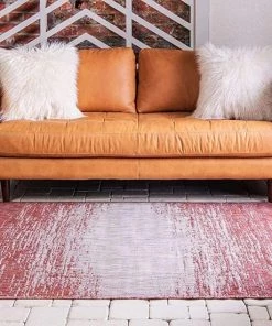 Unique Loom Outdoor Modern Collection Distressed Gradient Transitional Rust Red Vintage/ Distressed Rugs