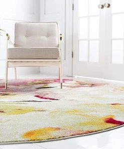 Modern Floral Ivory Multi-color Area Rugs