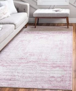 Modern Rugs And Decor Vintage Traditional Medallion Border Pink Soft Area Rug All Area Rugs And Runners