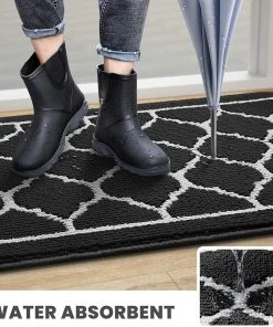 Happy Trends Door Mat Indoor Outdoor Entryway Welcome Mat, Super Absorbent Non Slip Rubber Doormat Front Back Low Profile Door Rug, Resist Dirt Floor Mat For Inside Entryway,Patio(20