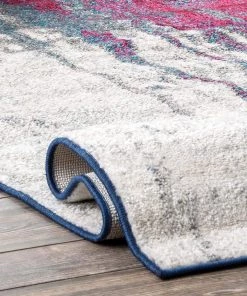 FAS All Area Rugs And Runners Waterfall Vintage Abstract Pink Blue Grey Soft Area Rug