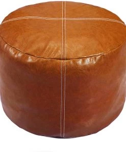 Modern Rugs And Decor Unstuffed Nordic Faux Leather Pouf, Premium Handmade Ottoman
