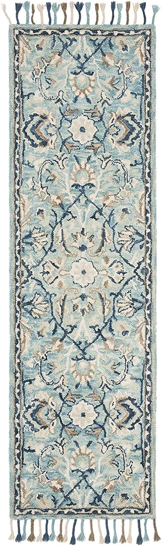 Safavieh All Area Rugs And Runners Blossom Collection Handmade Tassel Premium Wool Accent Rug Blue / Ivory 9 Safavieh All Area Rugs And Runners Blossom Collection Handmade Tassel Premium Wool Accent Rug Blue / Ivory
