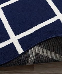 DD Navy Ivory Trellis Area Rugs
