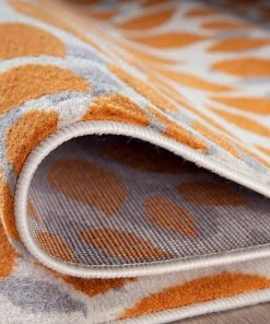 WRG Floral Orange Gray Area Rugs
