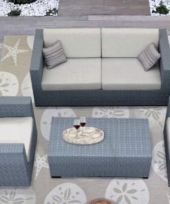 WW Beige Tropical Indoor Outdoor Patio Area Rug