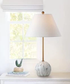 JONATHAN Miami 29" Minimalist Resin/Metal LED Lamp Gold/White