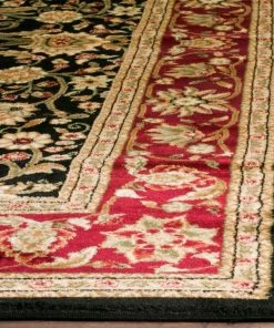 Safavieh Lyndhurst Collection Traditional Oriental Non-Shedding Stain Resistant Living Room Bedroom Soft Area Rug Black / Red All Area Rugs And Runners