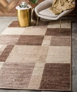 UL Warm Toned Checkered Beige Light Brown Area Rugs All Area Rugs And Runners
