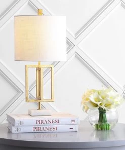 JONATHAN Anya 20.25" Metal/Marble LED Table Lamp Gold Leaf