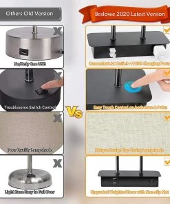 Modern Rugs And Decor Modern/ Geometric Rugs 3-Way Dimmable Touch Table Lamp W/ 2 USB Ports And AC Power Outlet Modern Bedside Nightstand Lamp