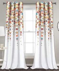 VERTKREA Flowers Window Curtain Floral Window Treatment Grommet Curtains