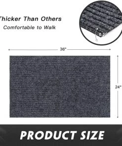 ROSMARUS Front Door Mat Outdoor Indoor Doormat Welcome Mats Outside Entrance Shoe Grey,2 Pack Kitchen/ Door Mats