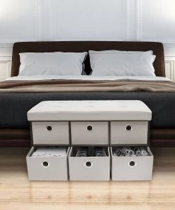 COL Contemporary Faux Leather Storage Bench Ottoman Home Décor 65 COL Contemporary Faux Leather Storage Bench Ottoman Home Décor