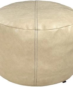 Modern Rugs And Decor Unstuffed Nordic Faux Leather Pouf, Premium Handmade Ottoman