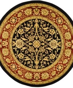 Safavieh Lyndhurst Collection Traditional Oriental Non-Shedding Stain Resistant Living Room Bedroom Soft Area Rug Black / Red All Area Rugs And Runners