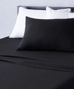 Modern Rugs And Decor Cotton Jersey Bed Sheet Set - Twin, Black
