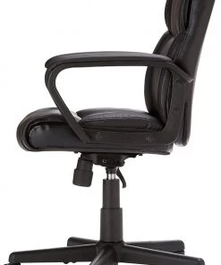 Modern Rugs And Decor Padded, Ergonomic, Adjustable, Swivel Office Desk Chair With Armrest, Black Bonded Leather Rug Pads/Grippers