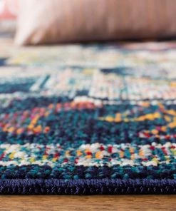 Modern Rugs And Decor All Area Rugs And Runners Oriental Medallion Distressed Area Rug, Navy / Fuchsia