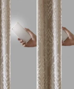 Modern Rugs And Decor Blackout Curtains For Bedroom Mirage Damask Fabric Grommet, 50X95