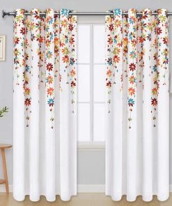 VERTKREA Flowers Window Curtain Floral Window Treatment Grommet Curtains