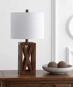 JONATHAN Lamps Stewart 21.5" Wood LED Lamp Brown
