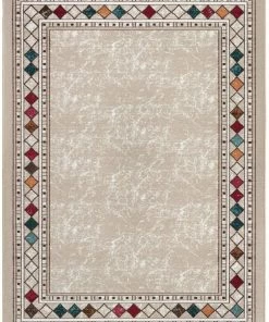 Antep Bordered Non-Skid Low Profile Pile Rubber Backing Kitchen Area Rugs Beige All Area Rugs And Runners