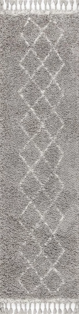 Jonathan All Area Rugs And Runners Mercer Plush Tassel Moroccan Tribal Geometric Trellis Area Rugs, Denim Blue/Cream 11 Jonathan All Area Rugs And Runners Mercer Plush Tassel Moroccan Tribal Geometric Trellis Area Rugs, Denim Blue/Cream