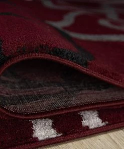 WRG Floral Gray/Grey Burgundy White Area Rug